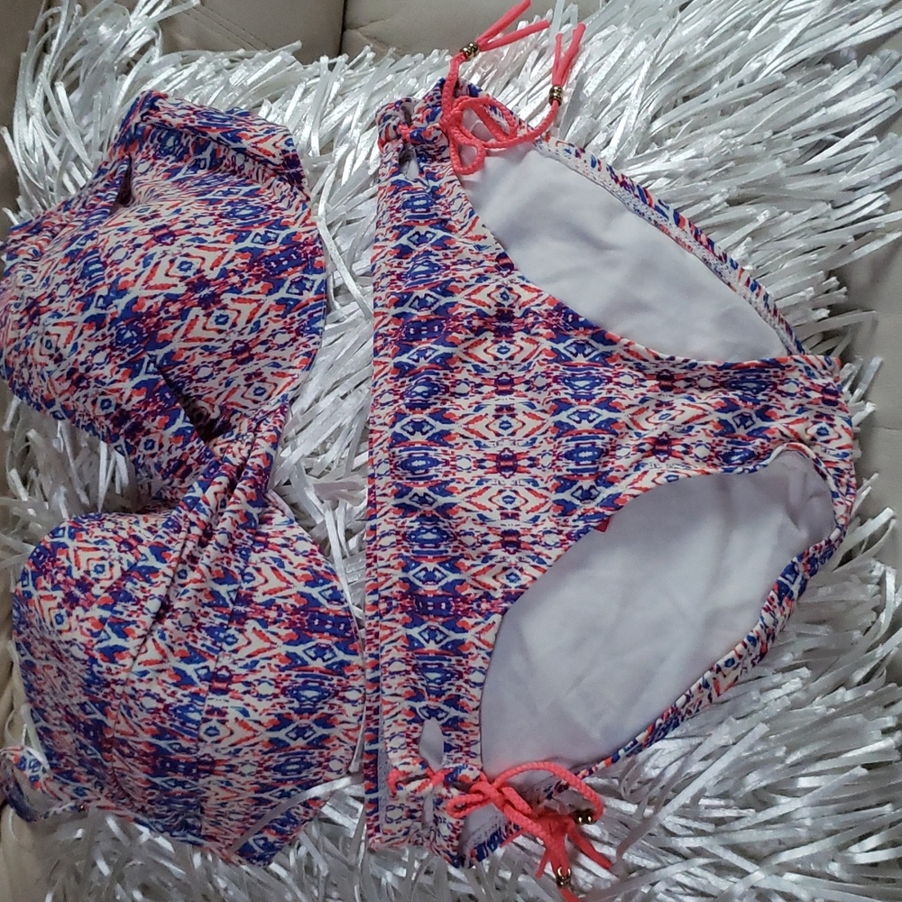 Blue and Orange print BIKINI NWT